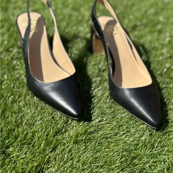 Vince Camuto Hamden Slingback Pump 7M / 37.5 Black Leather - Picture 2 of 16